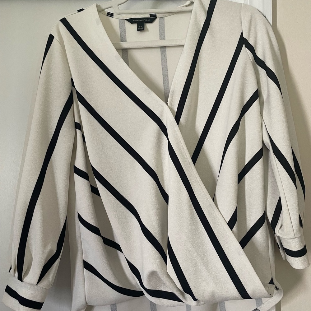 Black and white work blouse